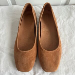 Vionic Orinda Brown Suede Square Toe Ballet Flats - Size 8